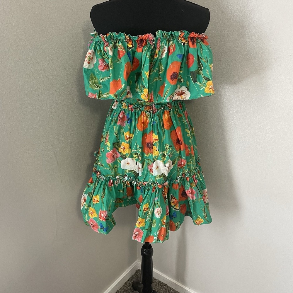 CARA CARA Liesel Floral Botanical Off Shoulder Mini Dress Pockets Resort Vacay - Picture 6 of 9